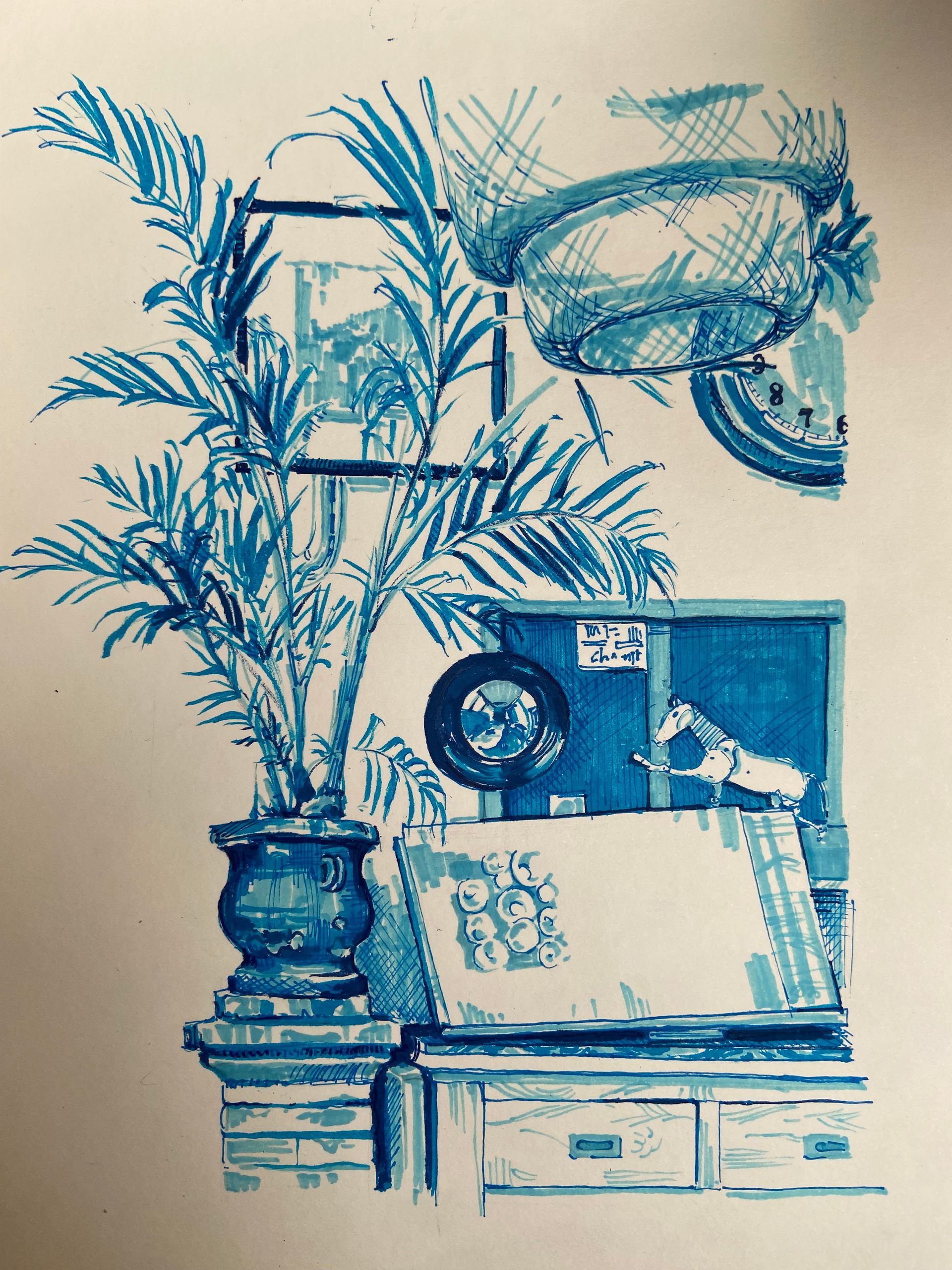 Un croquis d'observation dessiné au feutre