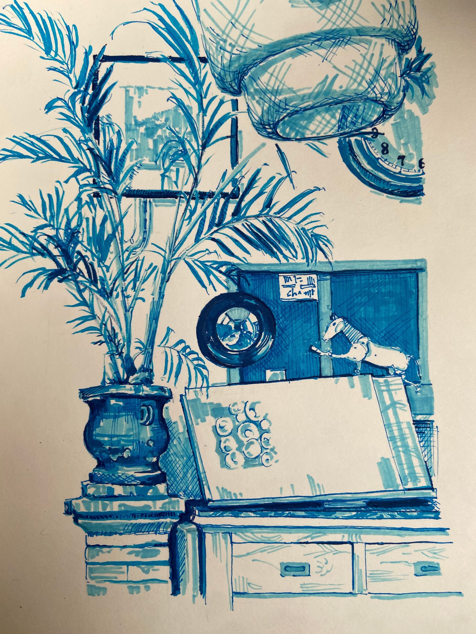 croquis atelier encre bleue