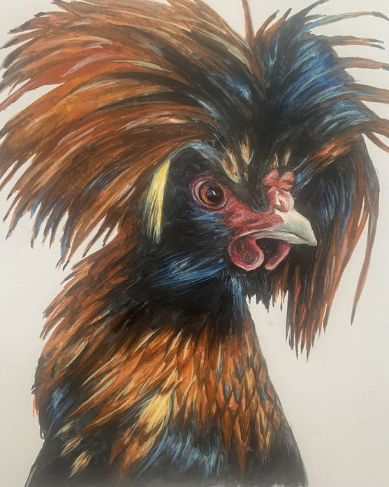 Une aquarelle et un dessin avec des crayons