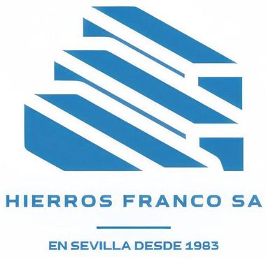 Logotipo geom&eacute;trico azul con el texto &ldquo;Hierros Franco SA&rdquo; debajo.