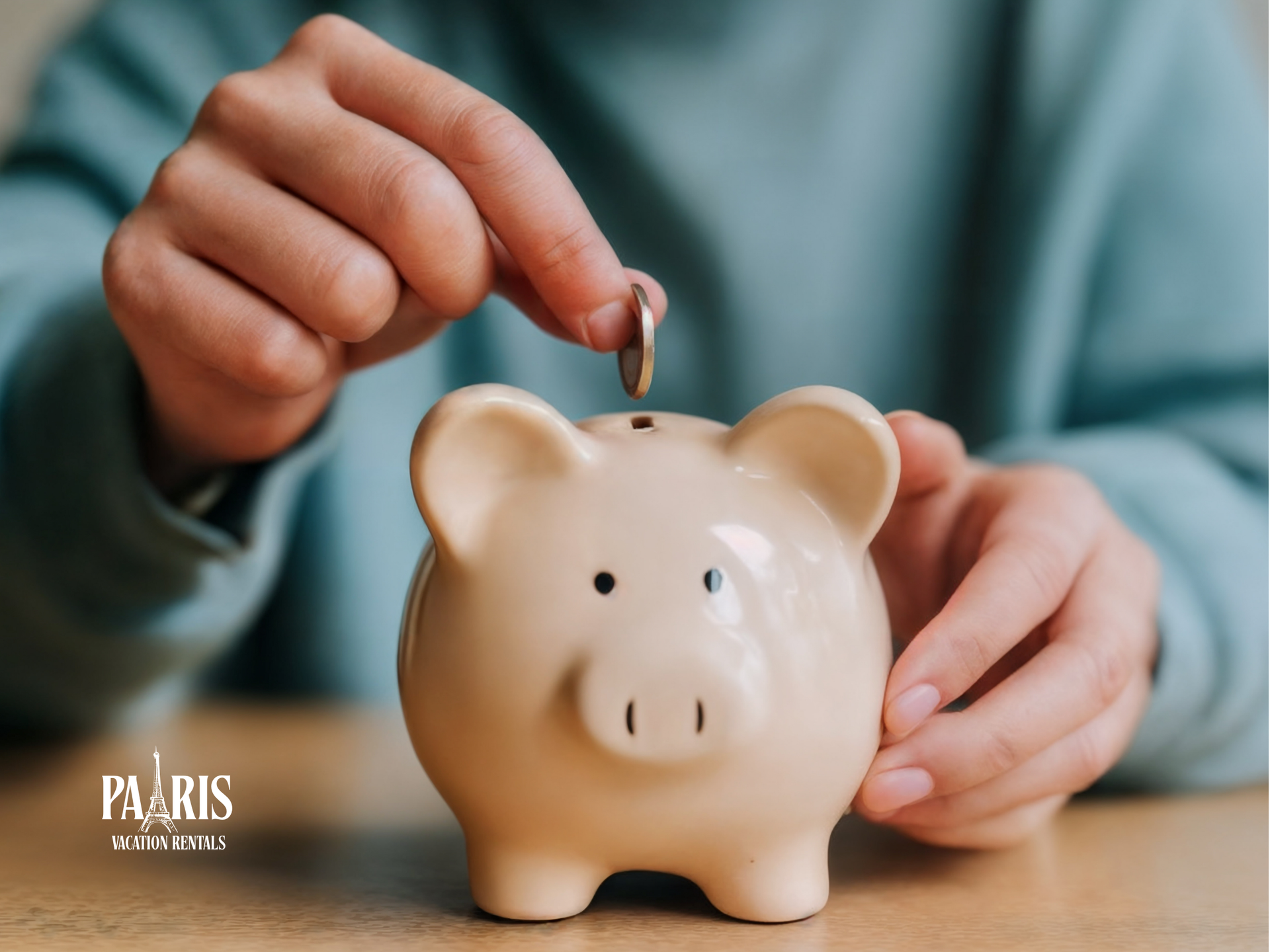Person Putting Coin into Piggy Bank