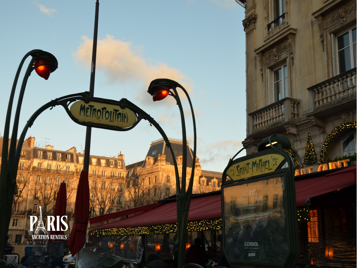 Line 4 (Boulevard Saint-Michel), Line 7 (Place Monge and Censier Daubenton) Latin Quarter Paris