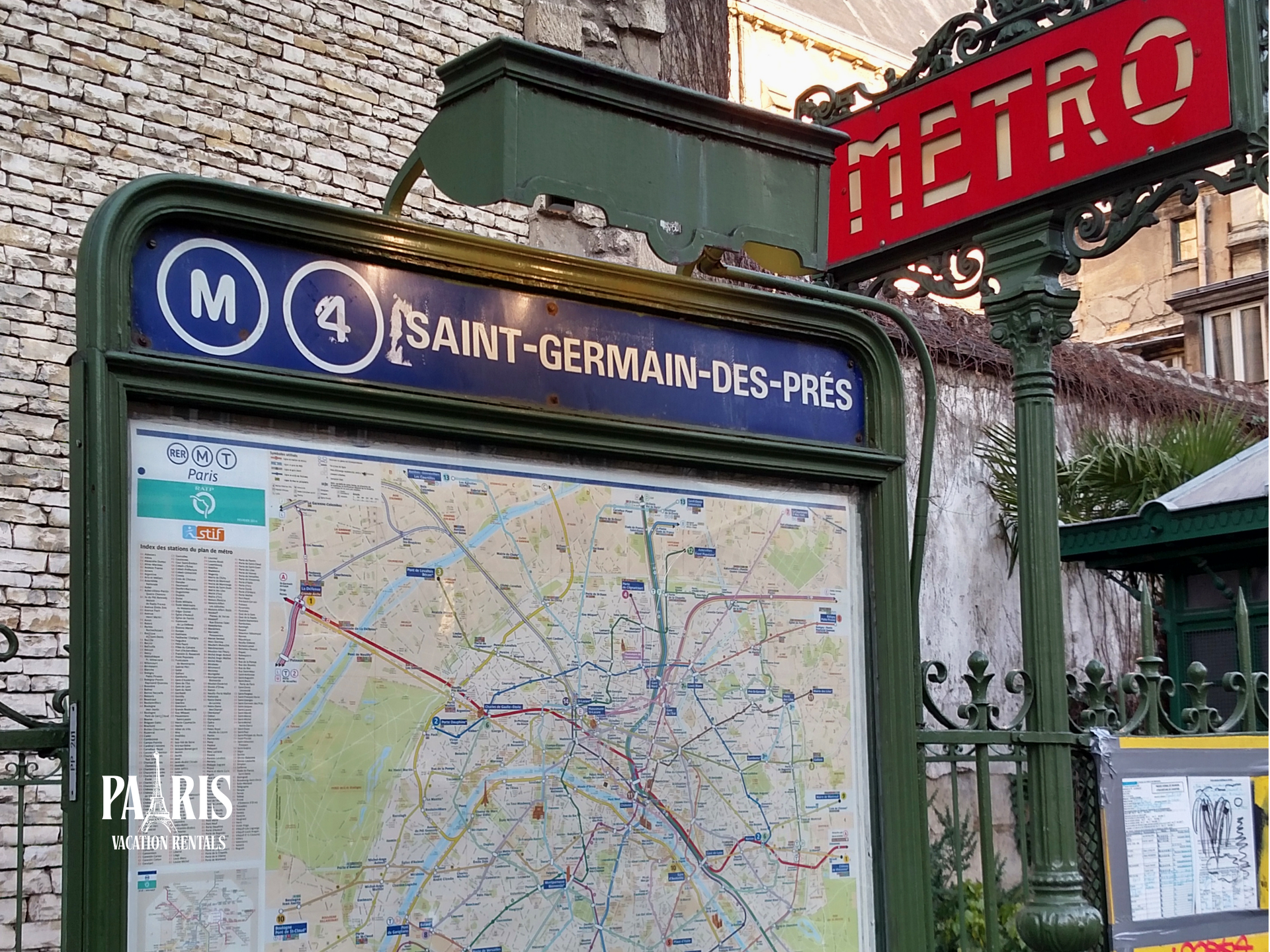 Metro map Saint Germain-des-Pres cathedral Paris France