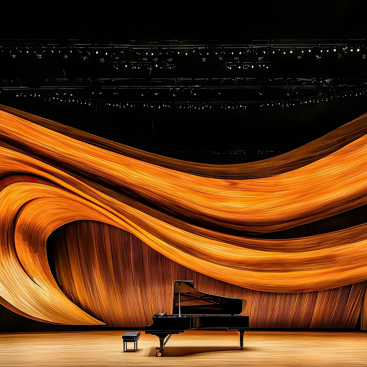 Woman wearing headset at desk with computer, Eiffel Tower art in background.