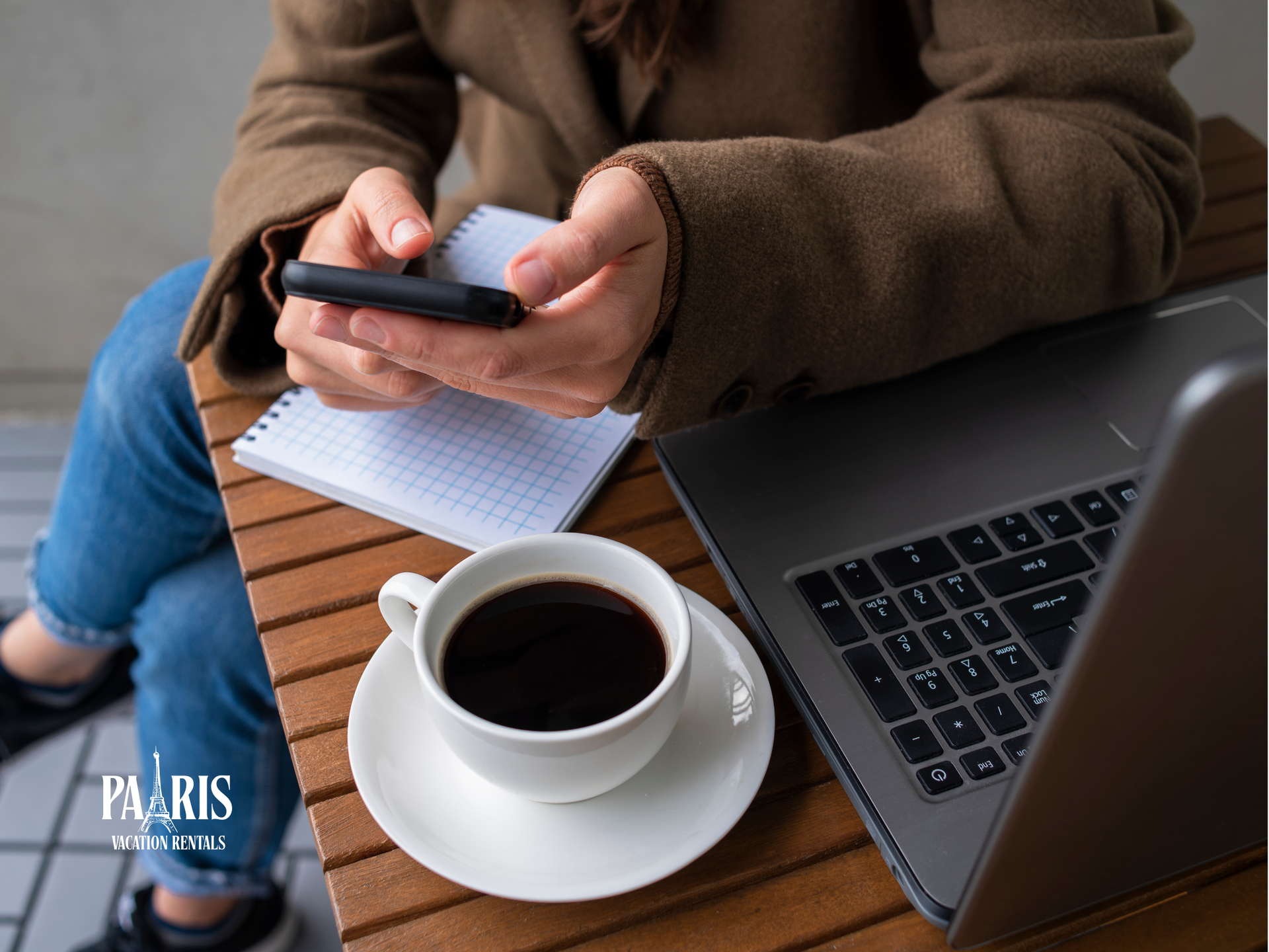 Woman is writing an Airbnb Review