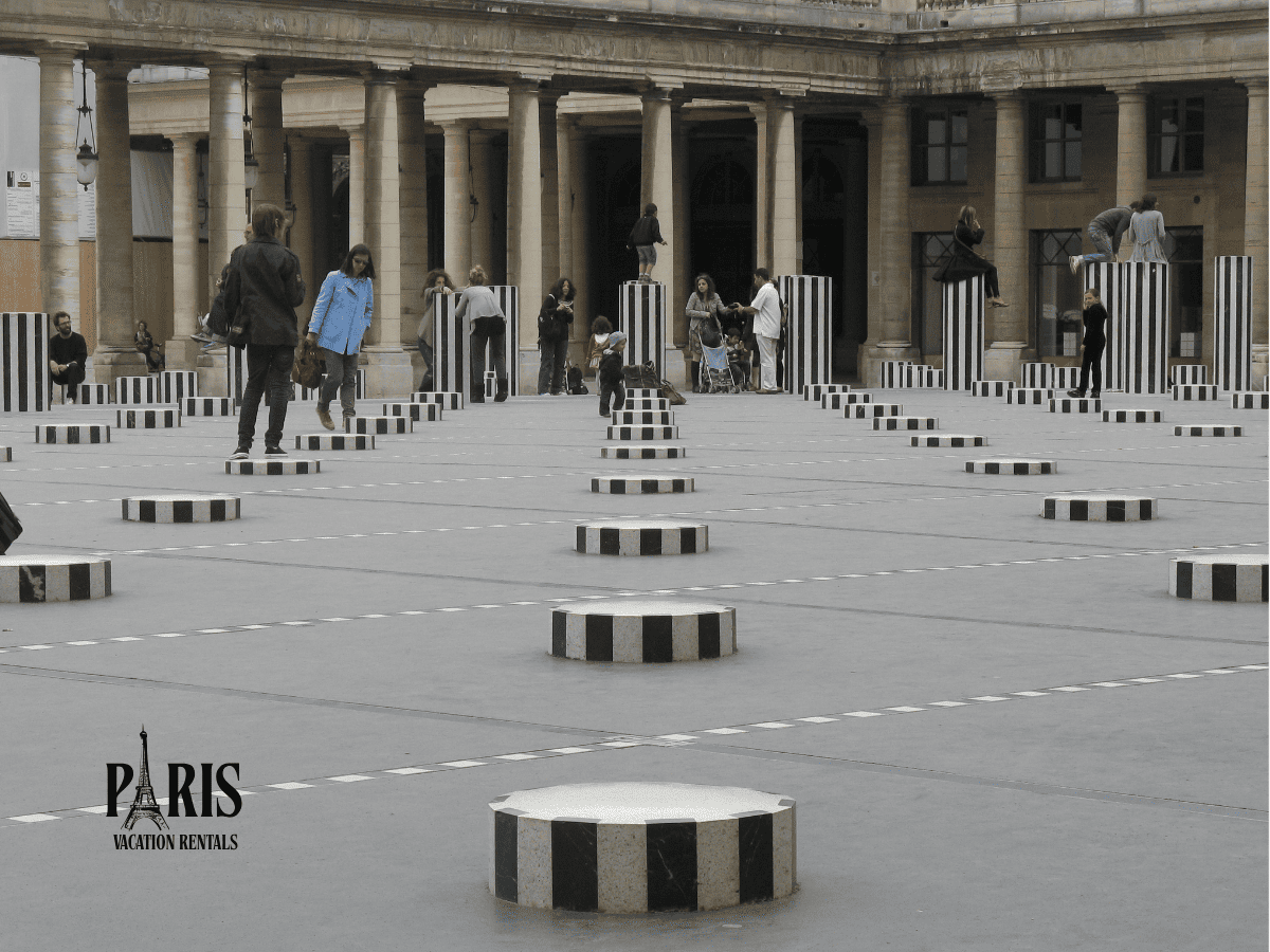 Daniel Buren's striped columns: A playful art installation