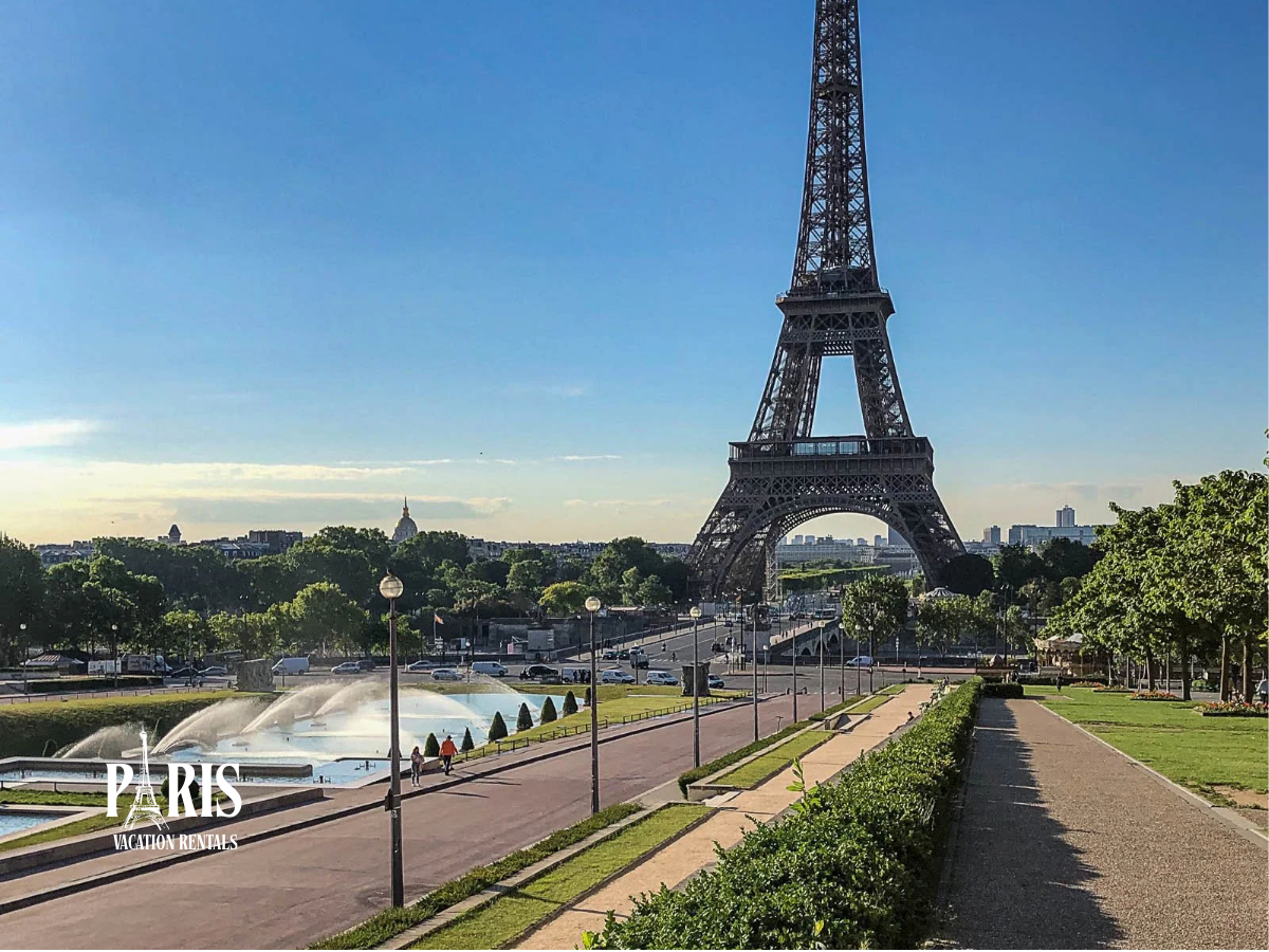 Trocadéro plaza and Eiffel Tower views Paris in spring