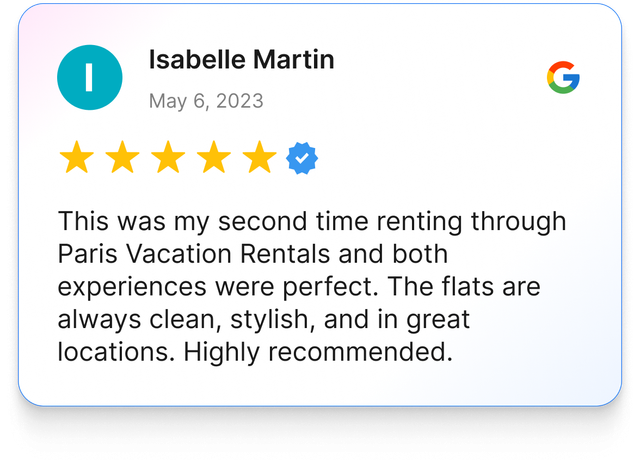 Review of Paris Vacation Rentals by Isabelle Martin. 5-star review, clean flats in great locations.