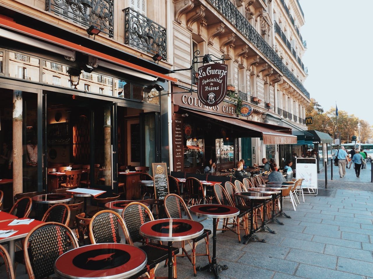 Tables and Chairs Outside a Restaurant in Paris
