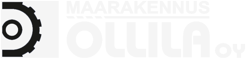 Logo for Ollila Oy. Dark gear icon to the left of light gray text: