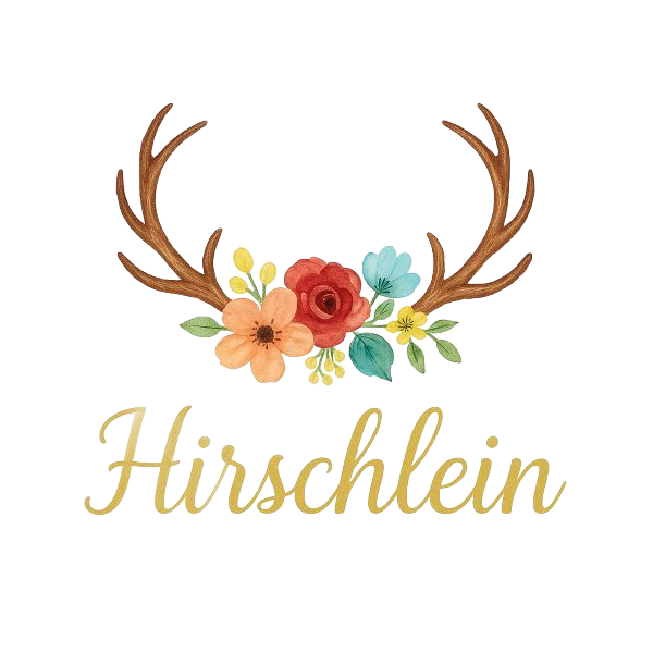 Hirschlein – Ferienwohnung mit Charme und Waldblick Logo Hirschlein – Hirschgeweih mit Blumen, Symbol für die Ferienwohnung Hirschlein in Baiersbronn am Waldrand