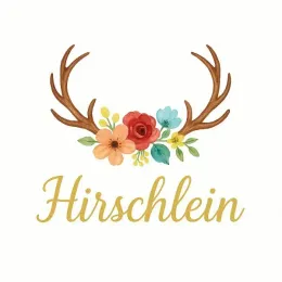 Logo Hirschlein – Hirschgeweih mit Blumen, Symbol für die Ferienwohnung Hirschlein in Baiersbronn am Waldrand