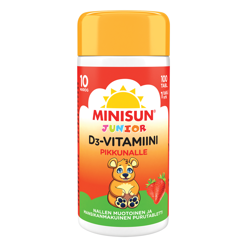 Minisun Junior D-vitamiini Nalle tai Apina 100 tabl.