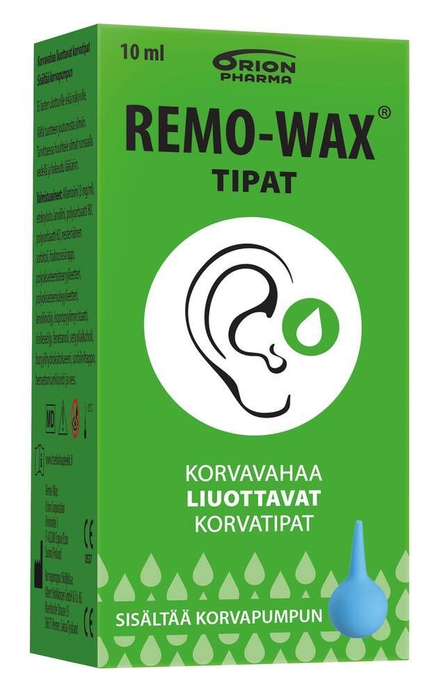 Remo-Wax korvasuihke + pumppu tai korvatipat+ pumppu 10 ml