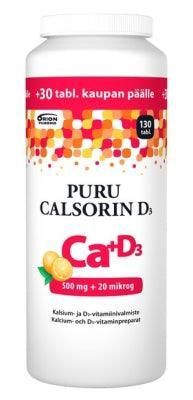 Calsorin tai Puru Calsorin 500mg + D3 20mikrog 100 + 30 tabl./purutabl.