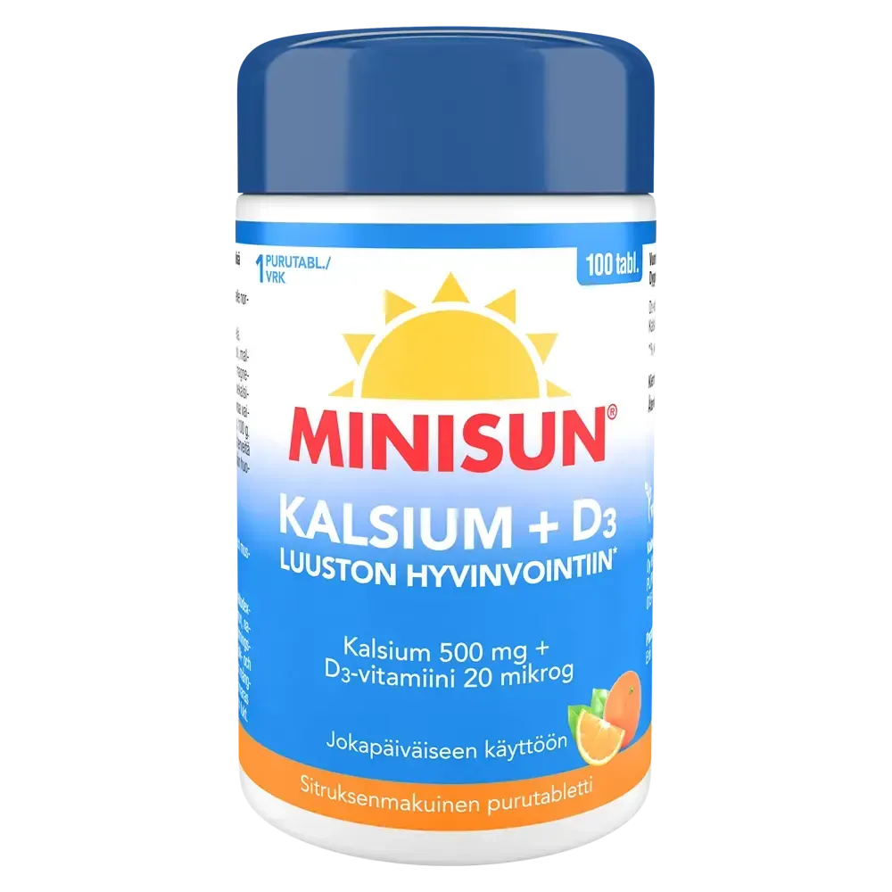 Minisun Kalsium + D-vitamiini 20 mikrog. 100 tabl.