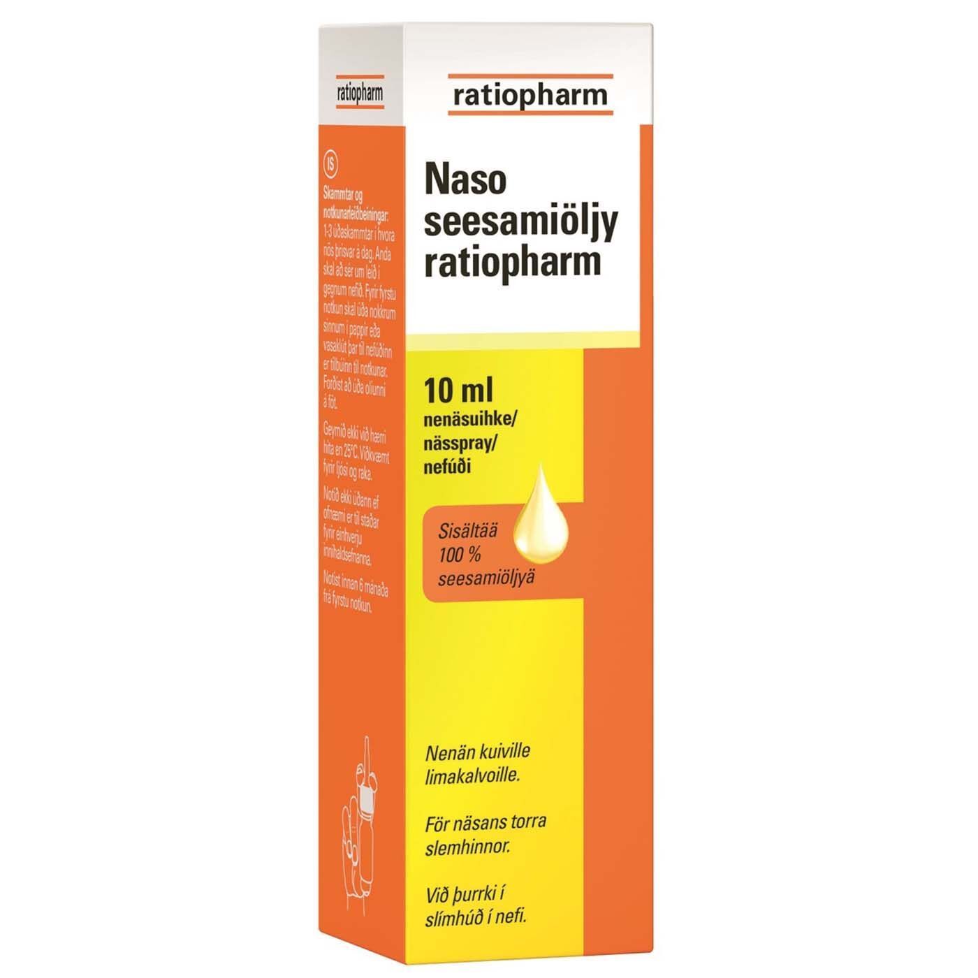 Naso Seesamiöljy tai Fresh Seesamiöljy ratiopharm10ml