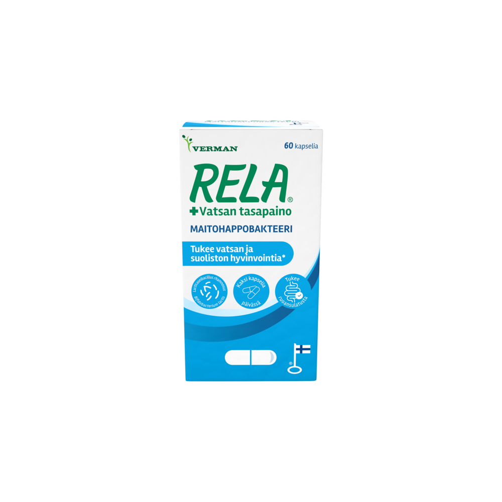 Rela Tabs/Caps 90 purutabl./kaps. tai Vatsan tasapaino 60 kaps.