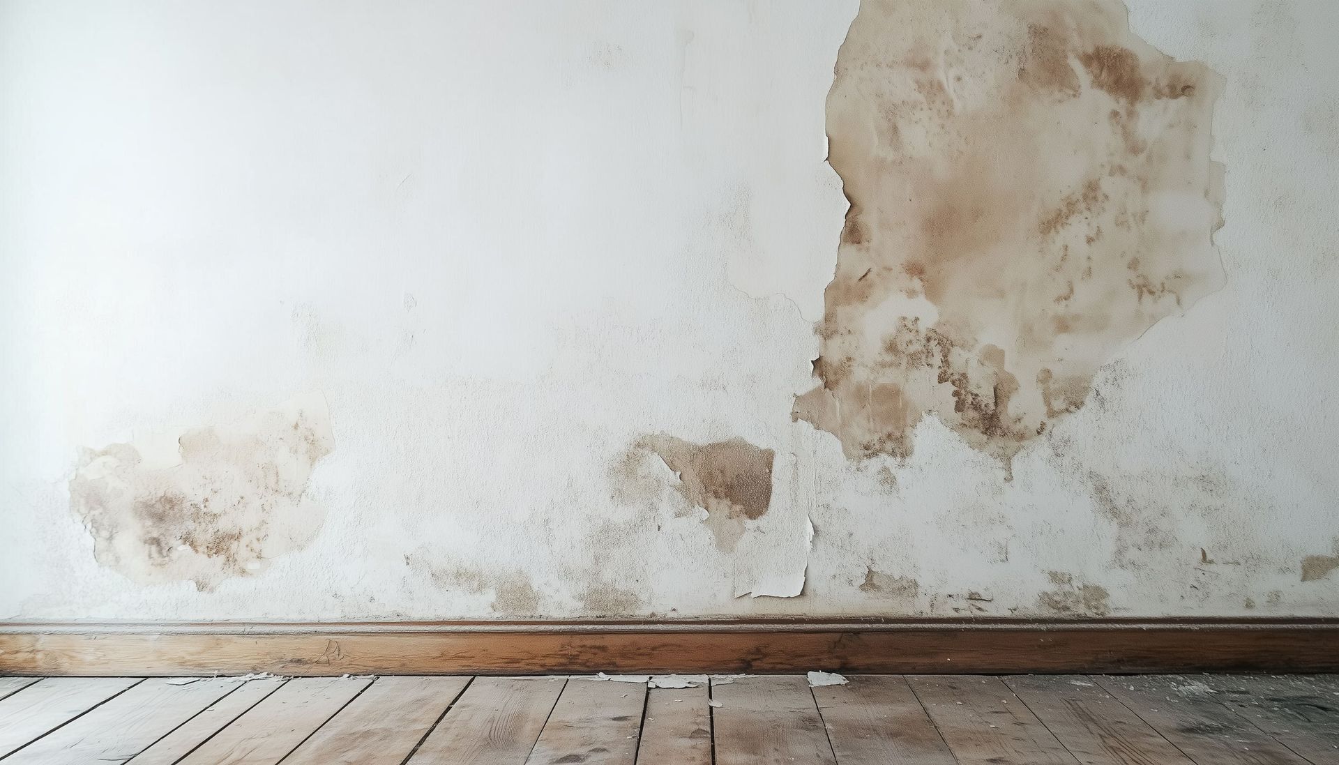 Eine weiße Wand, an der sich Feuchtigkeit gesammelt hat und bei der eine Kellerabdichtung in Düsseldorf durchgeführt werden muss.