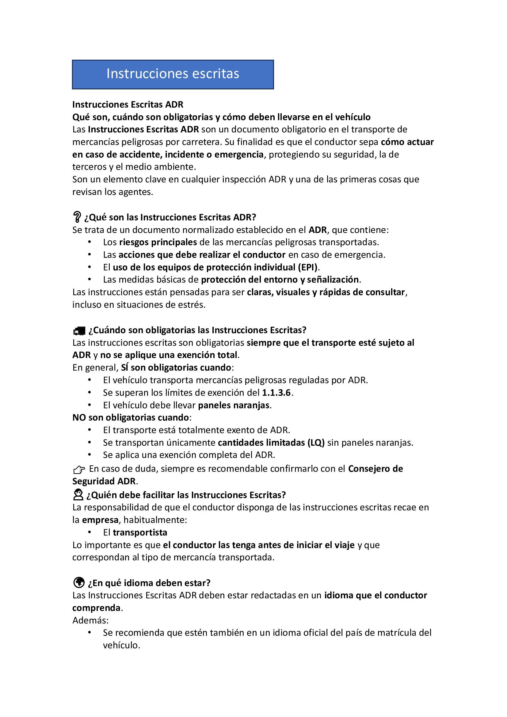 Documento con título azul y listas de viñetas; parece notas de una reunión o una guía.