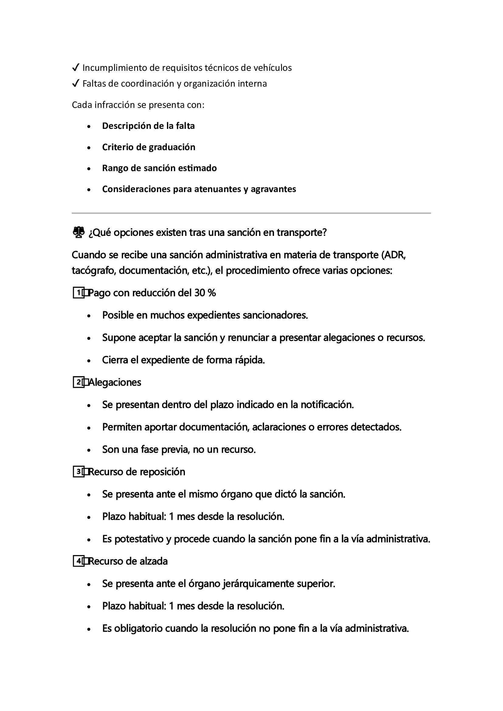 Lista de texto con viñetas y encabezados.