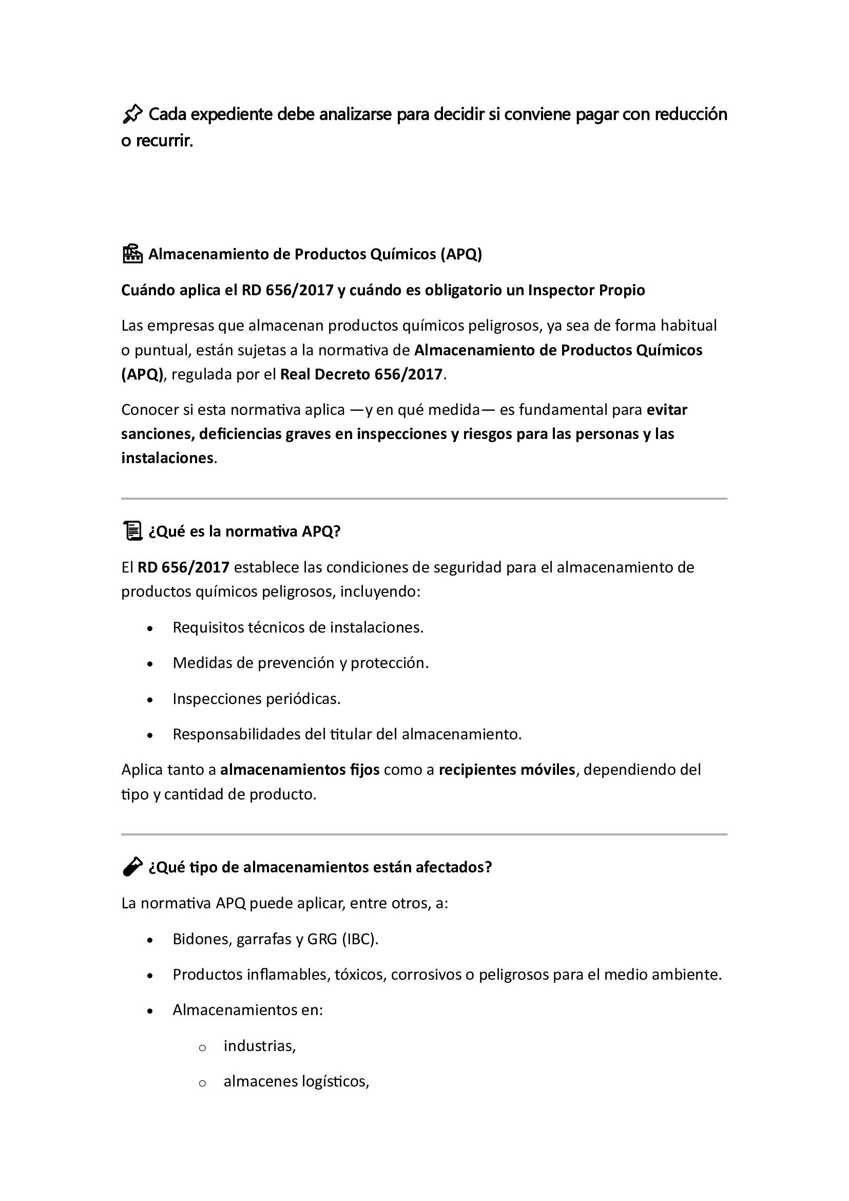 Documento de texto con listas y encabezados.