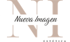 Logotipo de “Nueva Imagen Estética” en beige y negro con las letras N e I estilizadas y superpuestas.