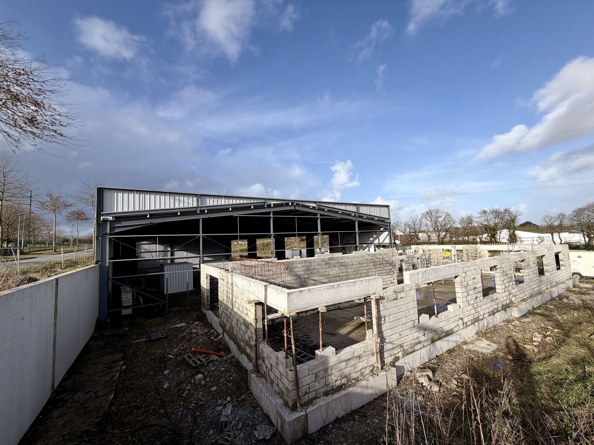 Travaux de fondation vue d'en haut