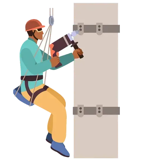 Un hombre está usando un taladro para hacer un agujero en una pared.