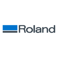 El logotipo de Roland es azul y negro sobre un fondo blanco.