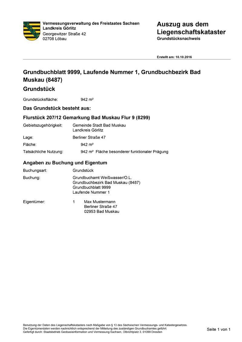 Grundstücksnachweis