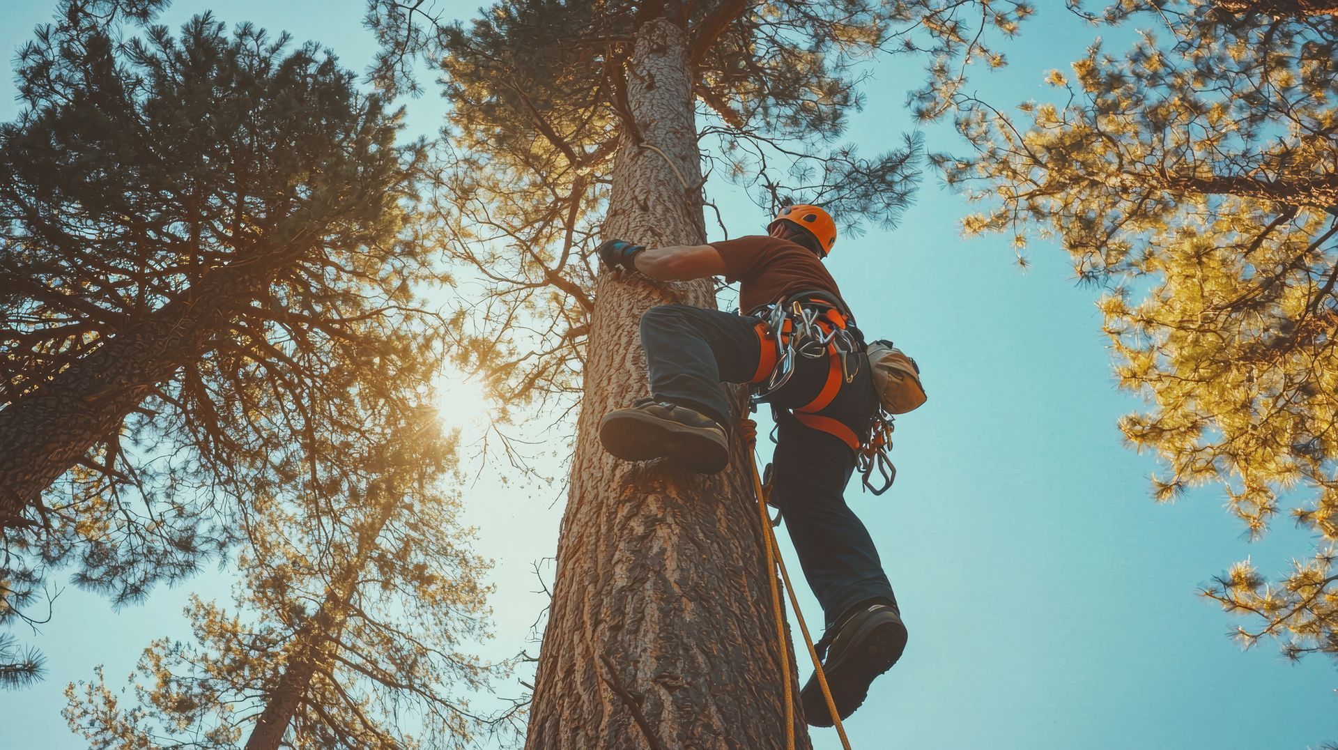 Élagueur grimpant à un arbre
