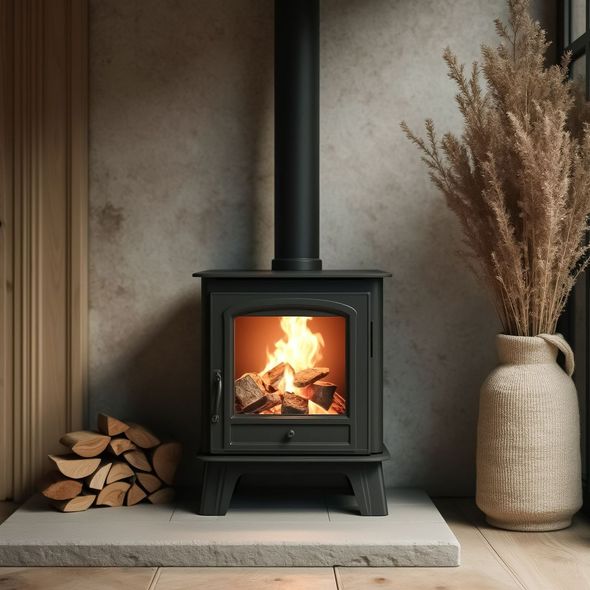 Cheminée avec un feu de bois