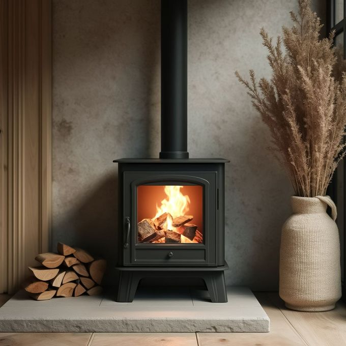 Cheminée avec un feu de bois