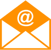 Sobre naranja con un símbolo @ blanco, que representa una dirección de correo electrónico.