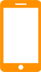 Icono de smartphone naranja con pantalla blanca en blanco y botón de inicio.