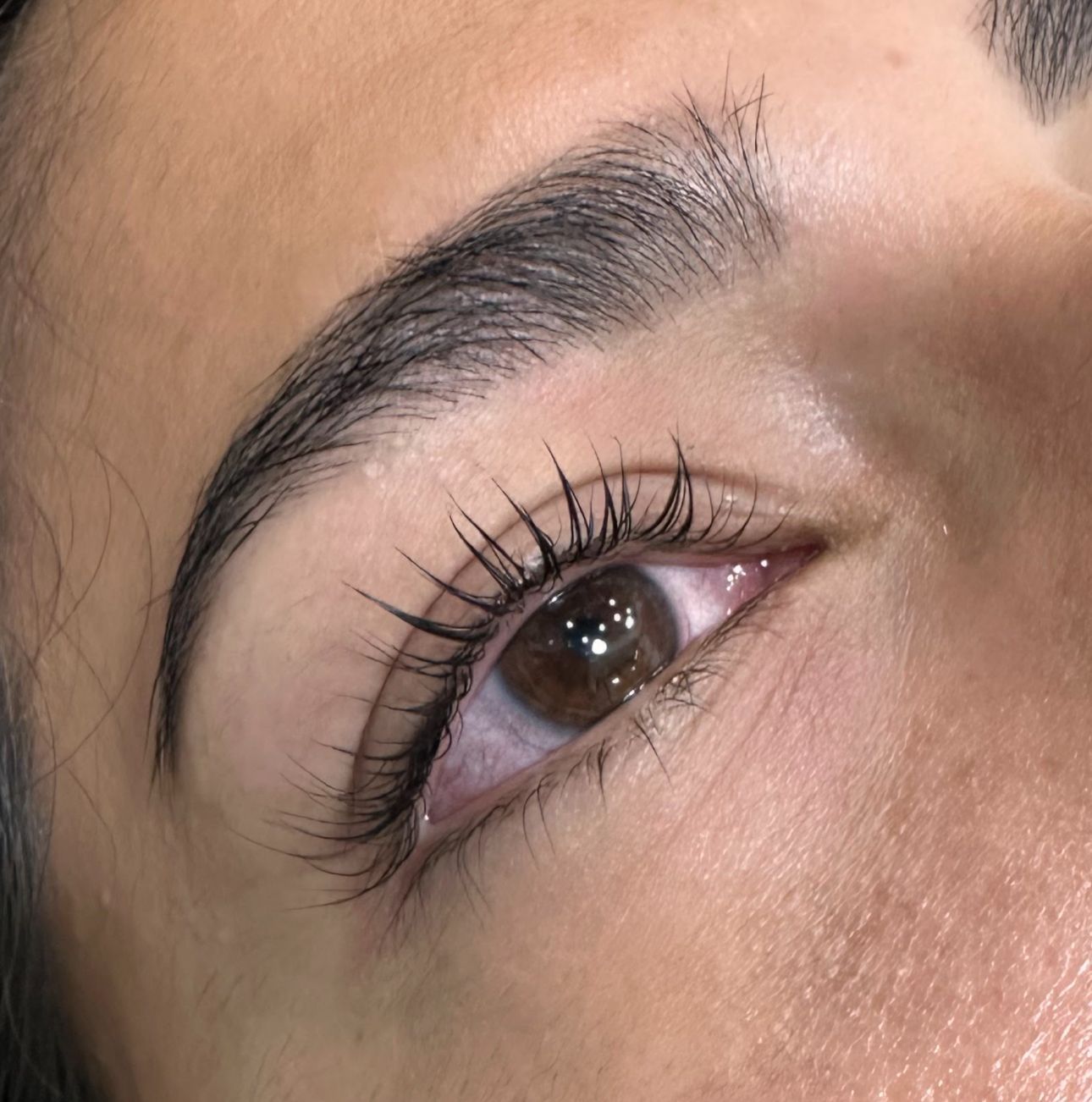 Un primer plano del ojo de una mujer con pestañas largas.