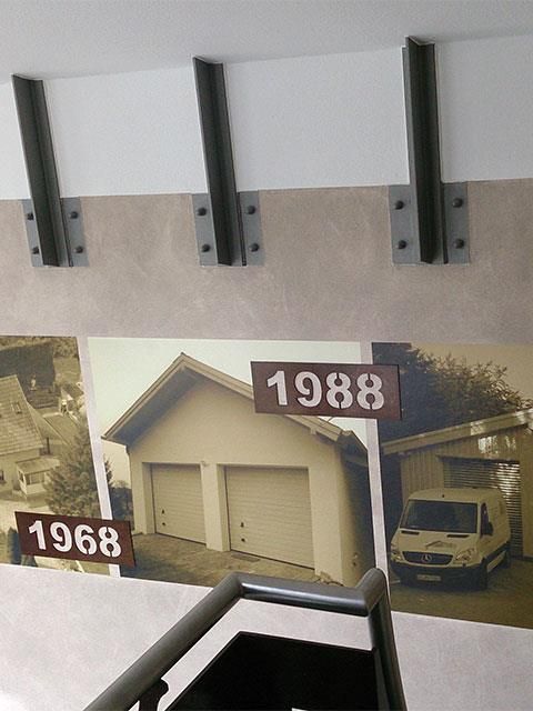 Ein Bild einer Garage von 1968 und 1988
