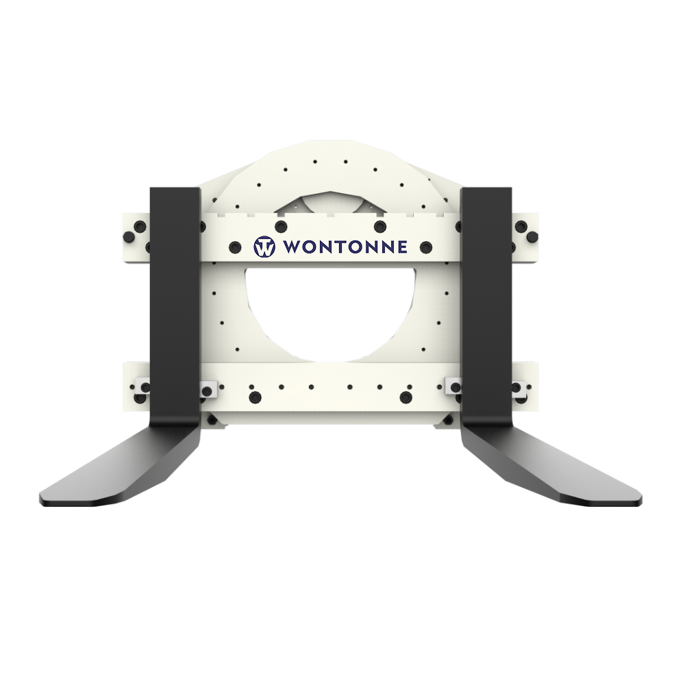 Es sieht aus wie ein Gabelstapler mit zwei daran befestigten Gabeln.