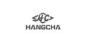 Ein schwarzweißes Logo für Hangcha auf weißem Hintergrund.