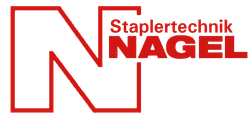 Ein rotes Logo für eine Firma namens Staplertechnik Nagel