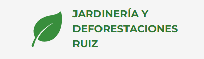 Logo green de jardinería y deforestaciones Ruiz con hoja verde sobre fondo blanco