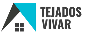 Logotipo de Tejados VIVAR con icono de techo en color verde azulado, negro y gris y texto en negrita.