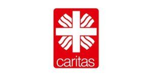 Logo von Caritas Internationalis: ein weißes Kreuz in einem roten Rechteck. Darunter steht das Wort „Caritas“.
