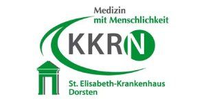 Logo für das St. Elisabeth-Krankenhaus Dorsten: Grün-weißes Design mit Text und einem Gebäudesymbol.