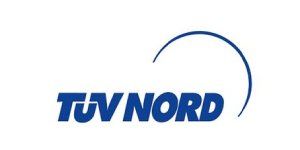 TÜV NORD-Logo: dunkelblauer Text und Bogen über dem Text auf weißem Hintergrund.