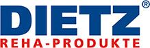 Das Logo von Dietz Reha-Produkte ist blau und rot auf weißem Hintergrund.