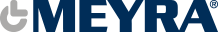 Ein blau-weißes Logo für ein Unternehmen namens Meyra