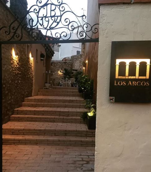 Dos cuencos blancos llenos de salsa negra y cebollas verdes.