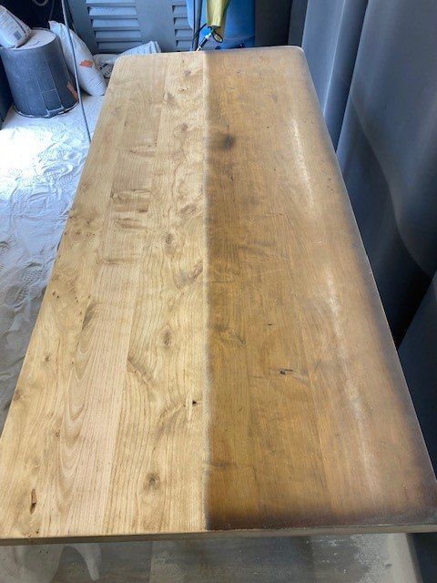 Sablage de table avant/après